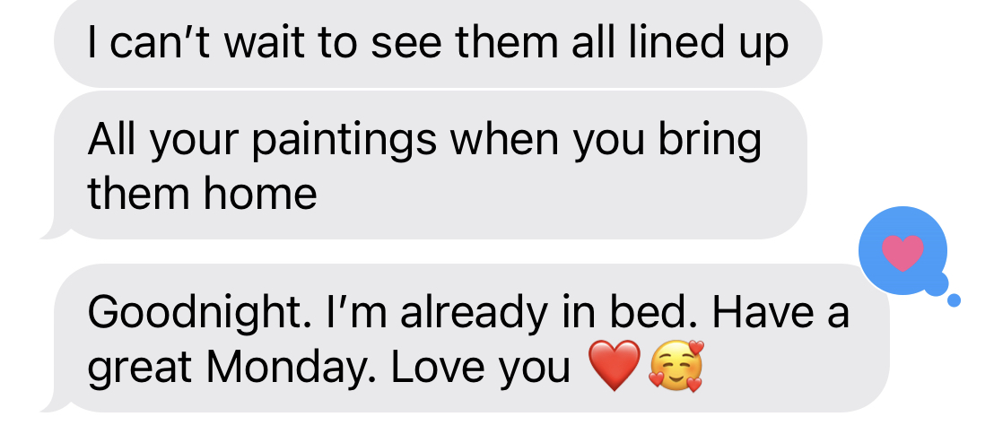 screenshot of mom's text to me