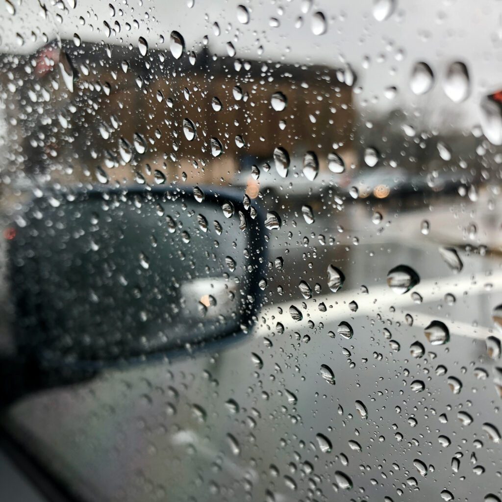 raindrops on car window